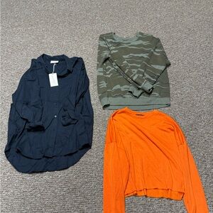 Camouflage and Solid Color Shirt Set
